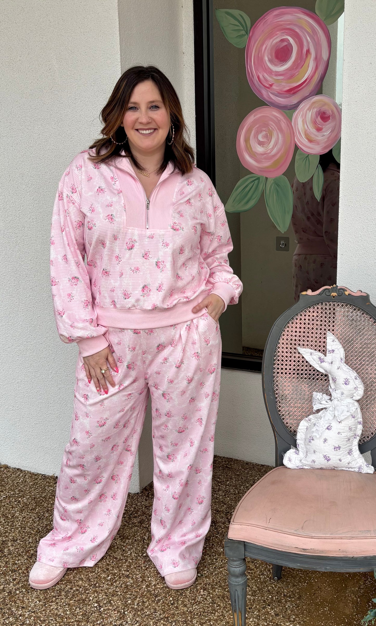 Floral Waffle Knit Set