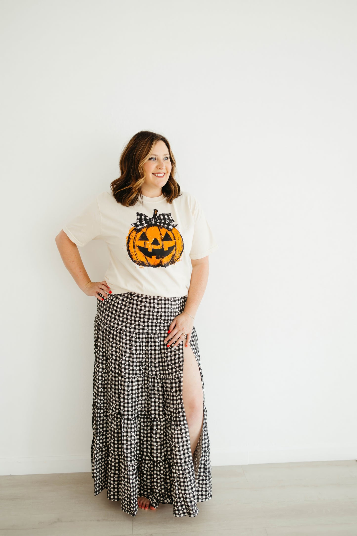 Plaid Bow Jack-o’-lantern Tee/Sweatshirt