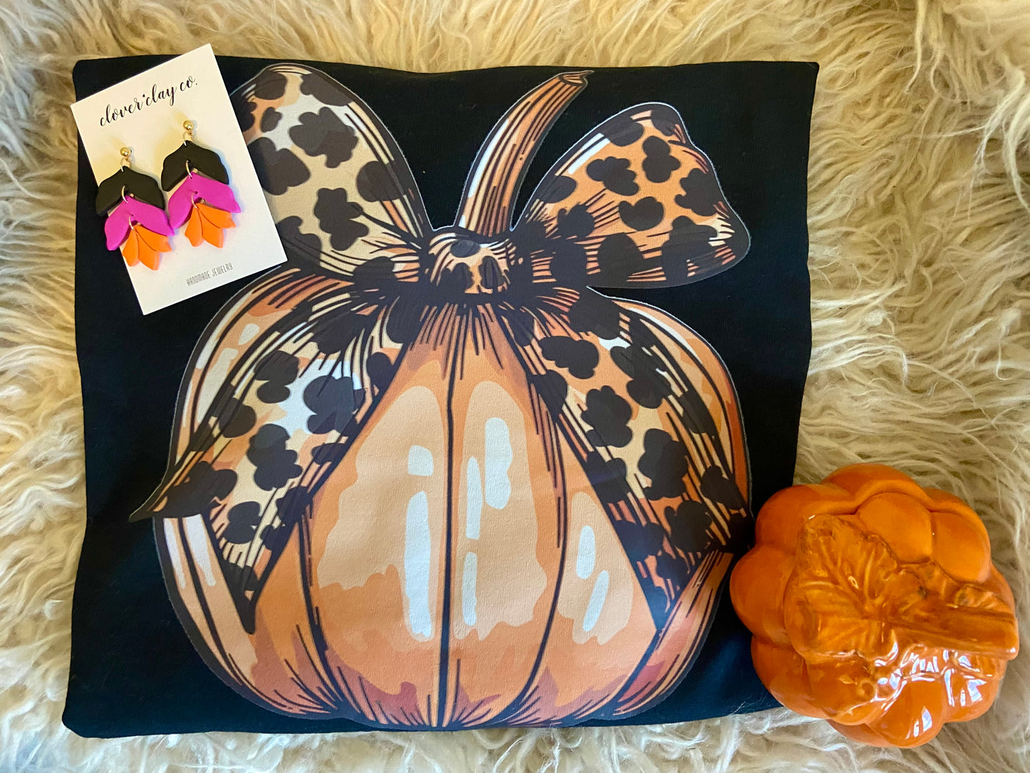 Leopard Bow Pumpkin Tee