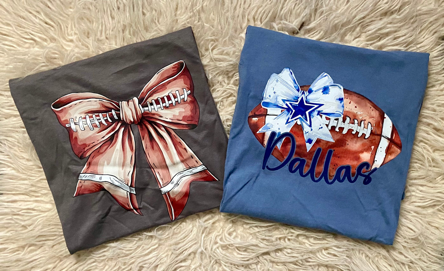 Dark Grey Football Bow Tee