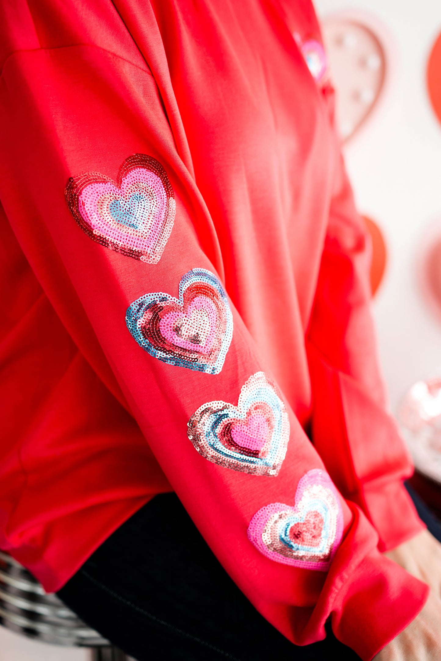 Electric Love Sequin Heart Luxe Pullover
