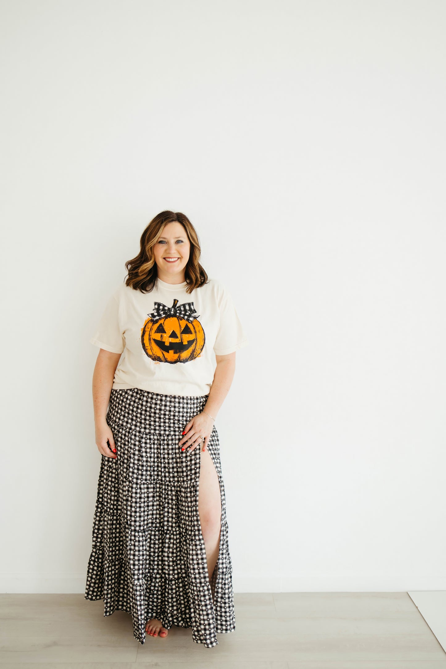 Plaid Bow Jack-o’-lantern Tee/Sweatshirt