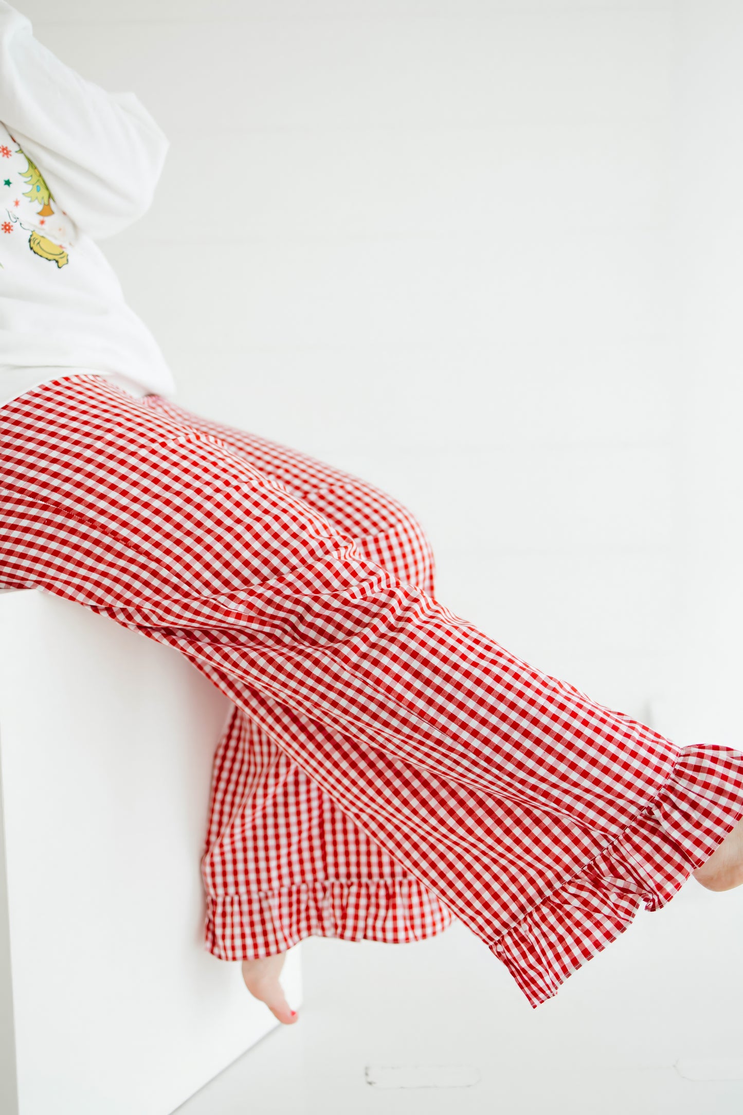 Emily Paige Designs Red & White Checkered Pants w/Ruffle Deposit