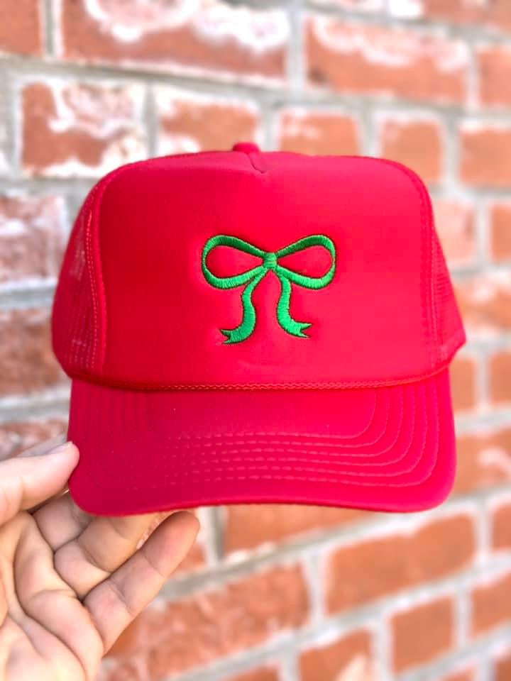 Embroidered Bow Trucker Hat