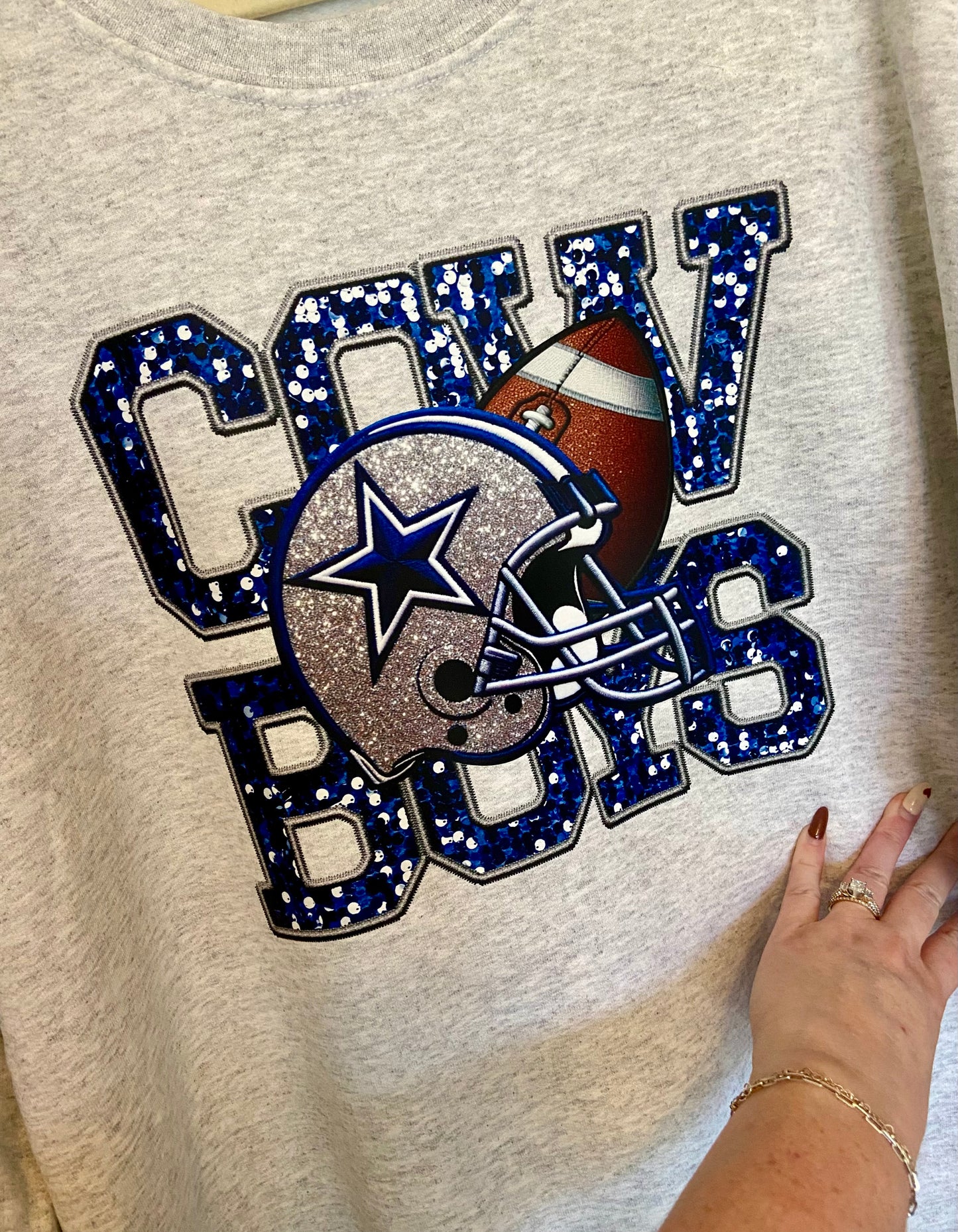 Cowboys Faux Sequin Tee/Sweatshirt