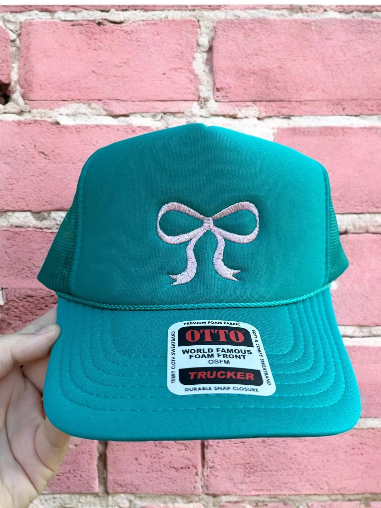 Embroidered Bow Trucker Hat