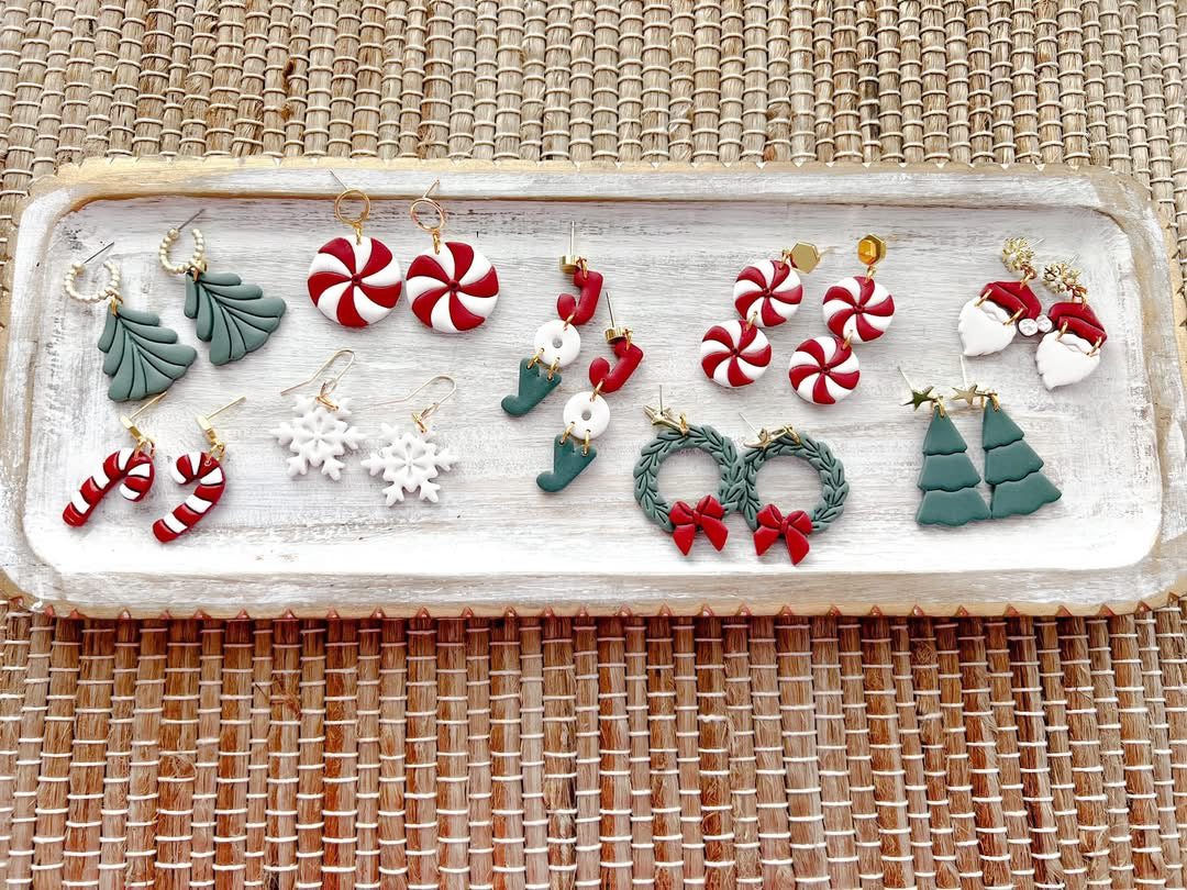 Speckled Sage Christmas Earrings for EGB