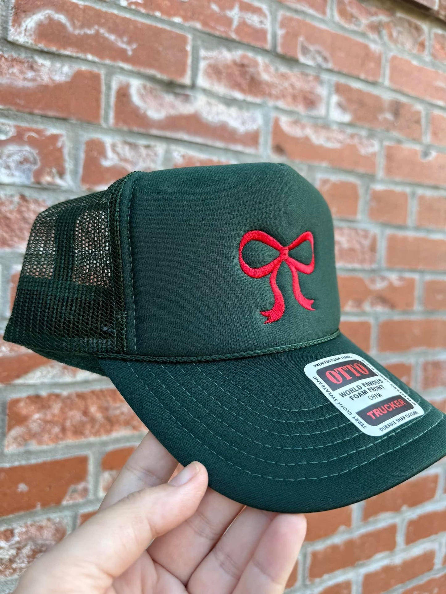 Embroidered Bow Trucker Hat