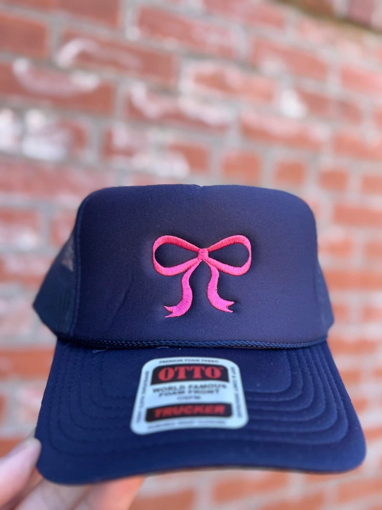 Embroidered Bow Trucker Hat
