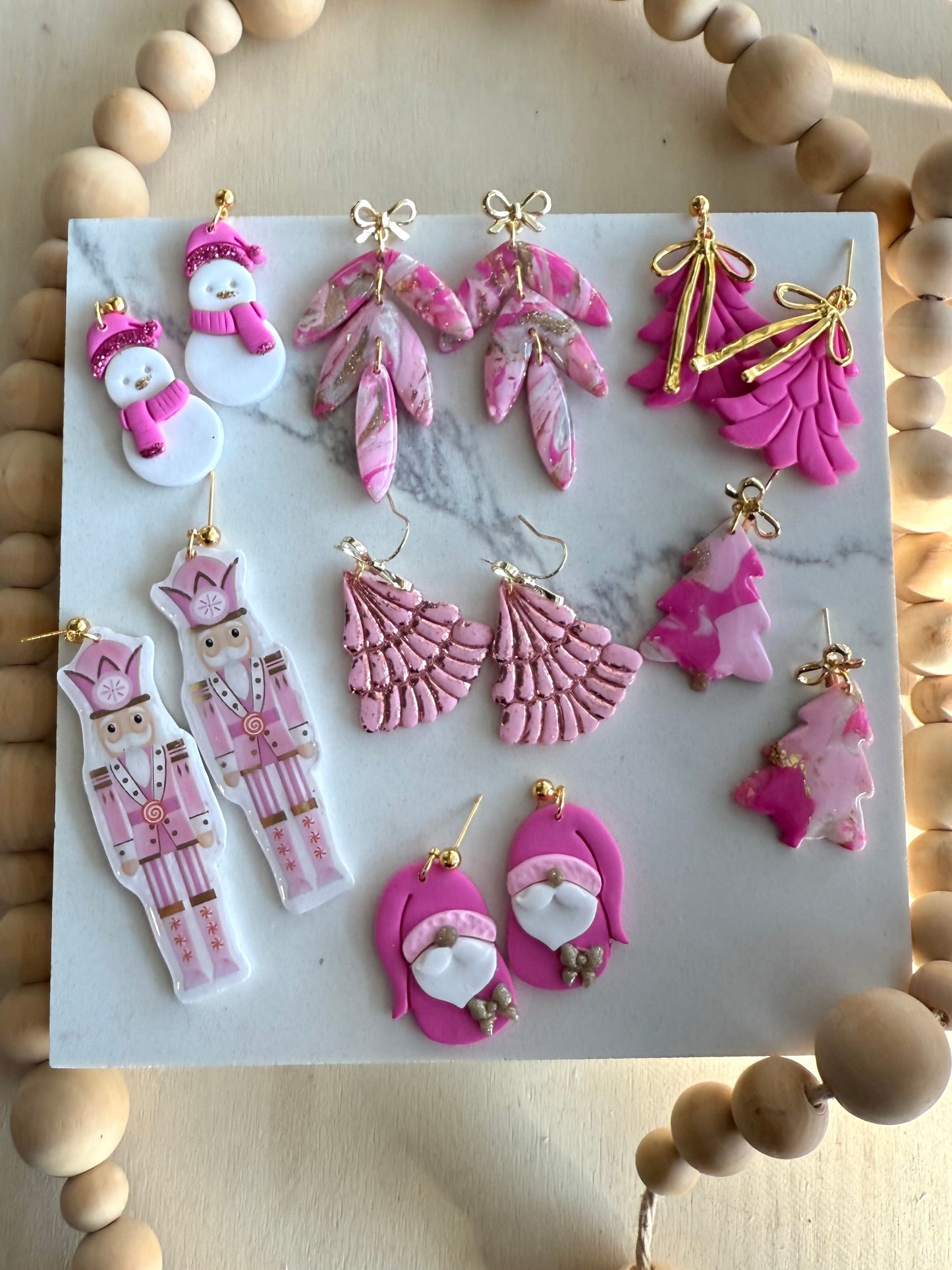 EGB Pink Christmas Earrings