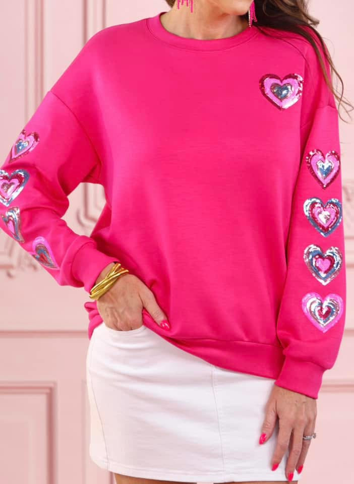 Electric Love Sequin Heart Luxe Pullover