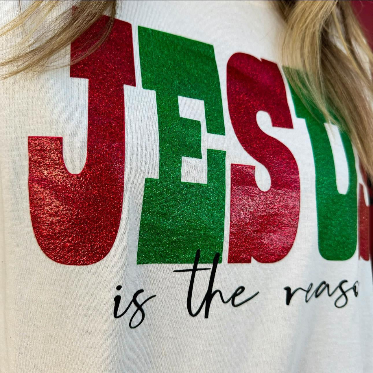 Jesus is the Reason Long Sleeve Glitter Tee