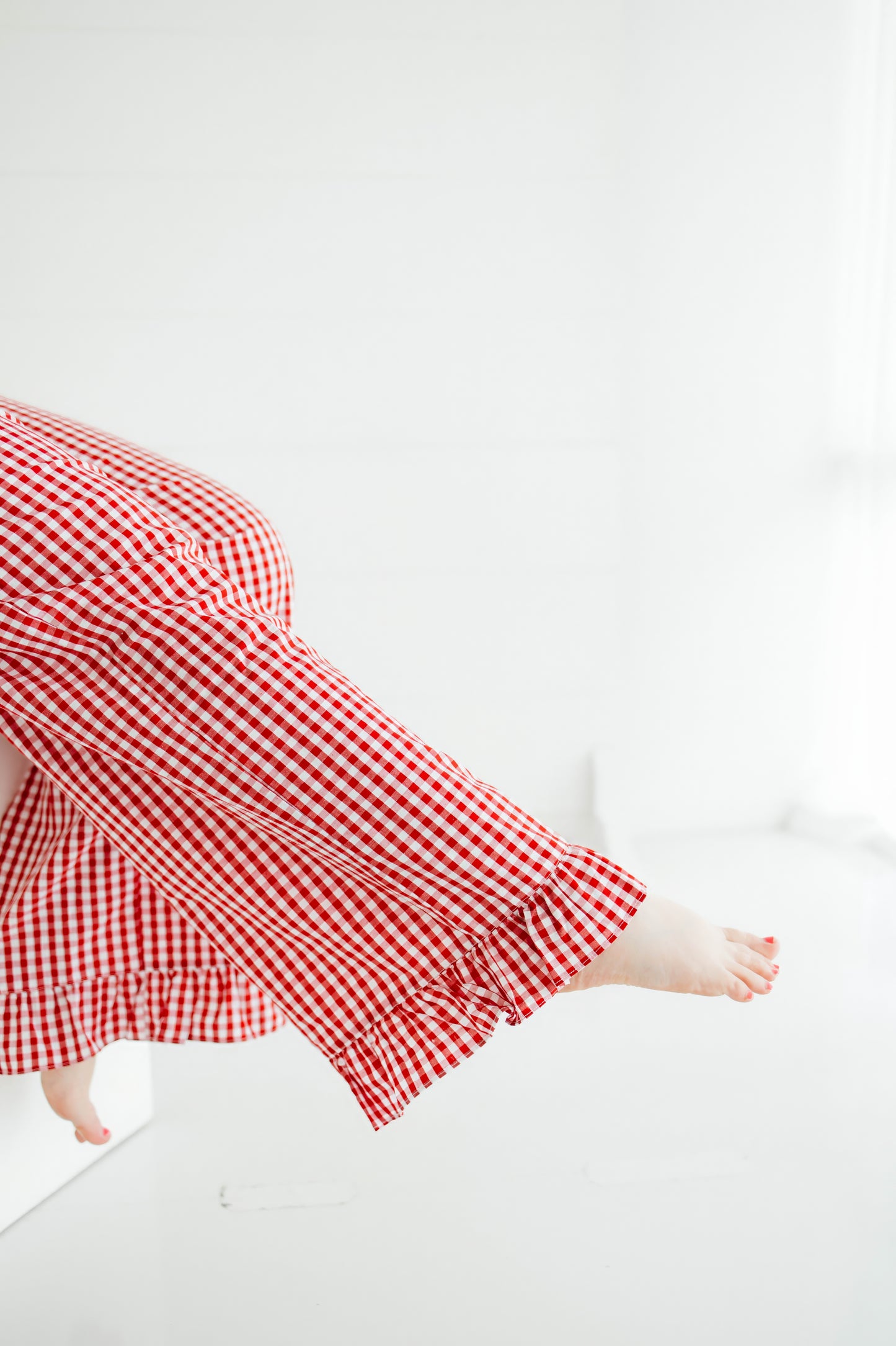 Emily Paige Designs Red & White Checkered Pants w/Ruffle Deposit