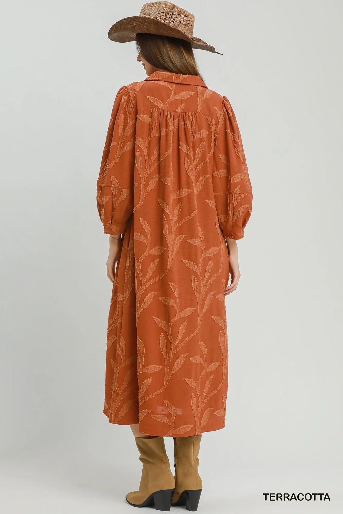 Jacquard Collared Midi Dress by Umgee