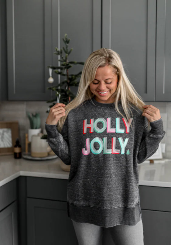 Holly Jolly Burnout Pullover