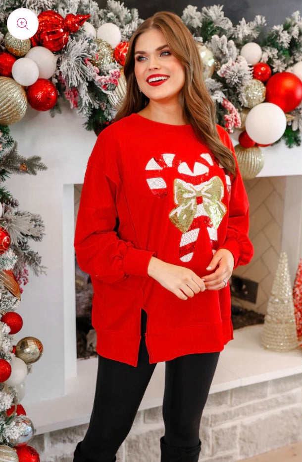 Candy Cane Lane Sequin Sweatshirt