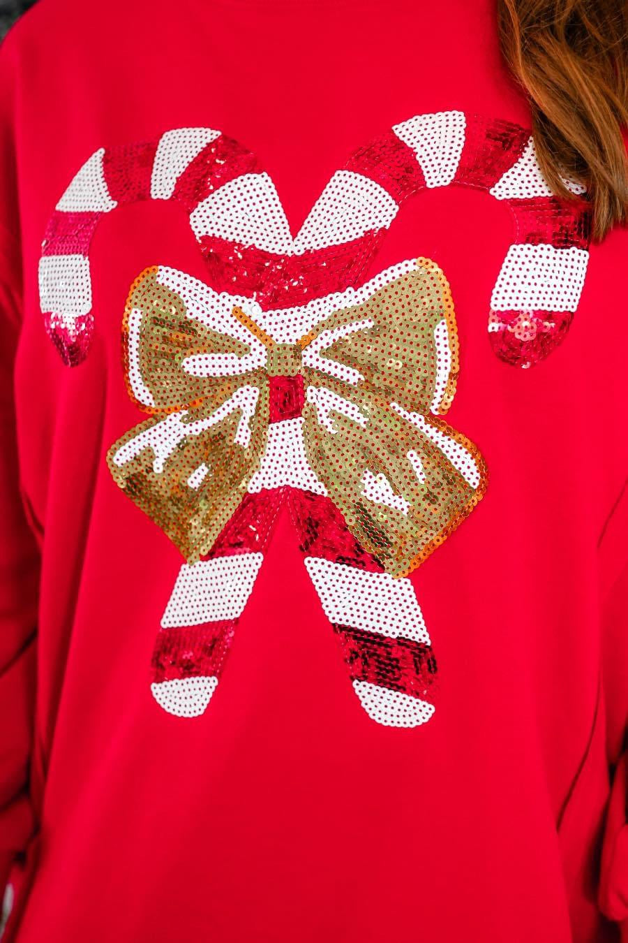Candy Cane Lane Sequin Sweatshirt