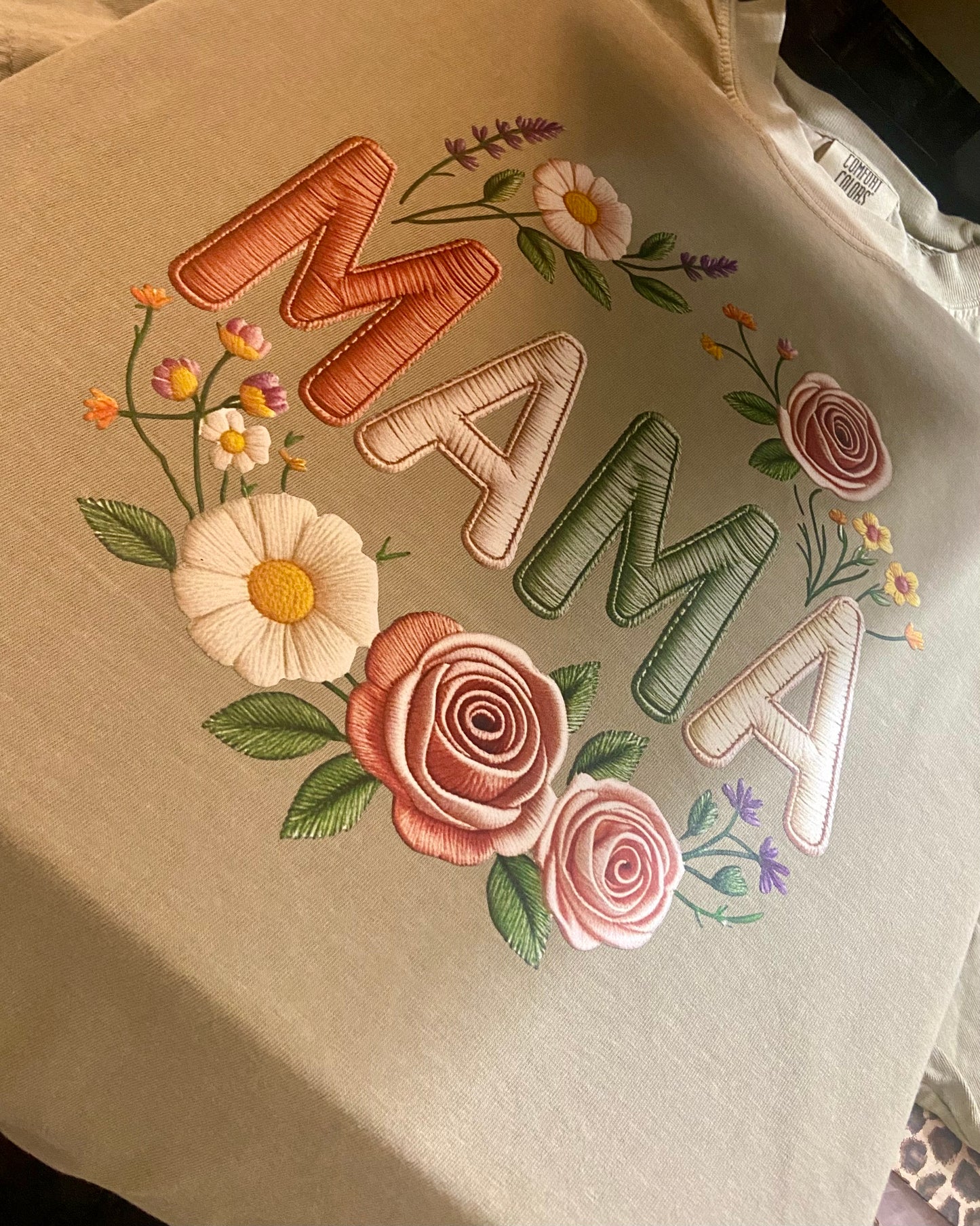 Faux Embroidered Mama Tee