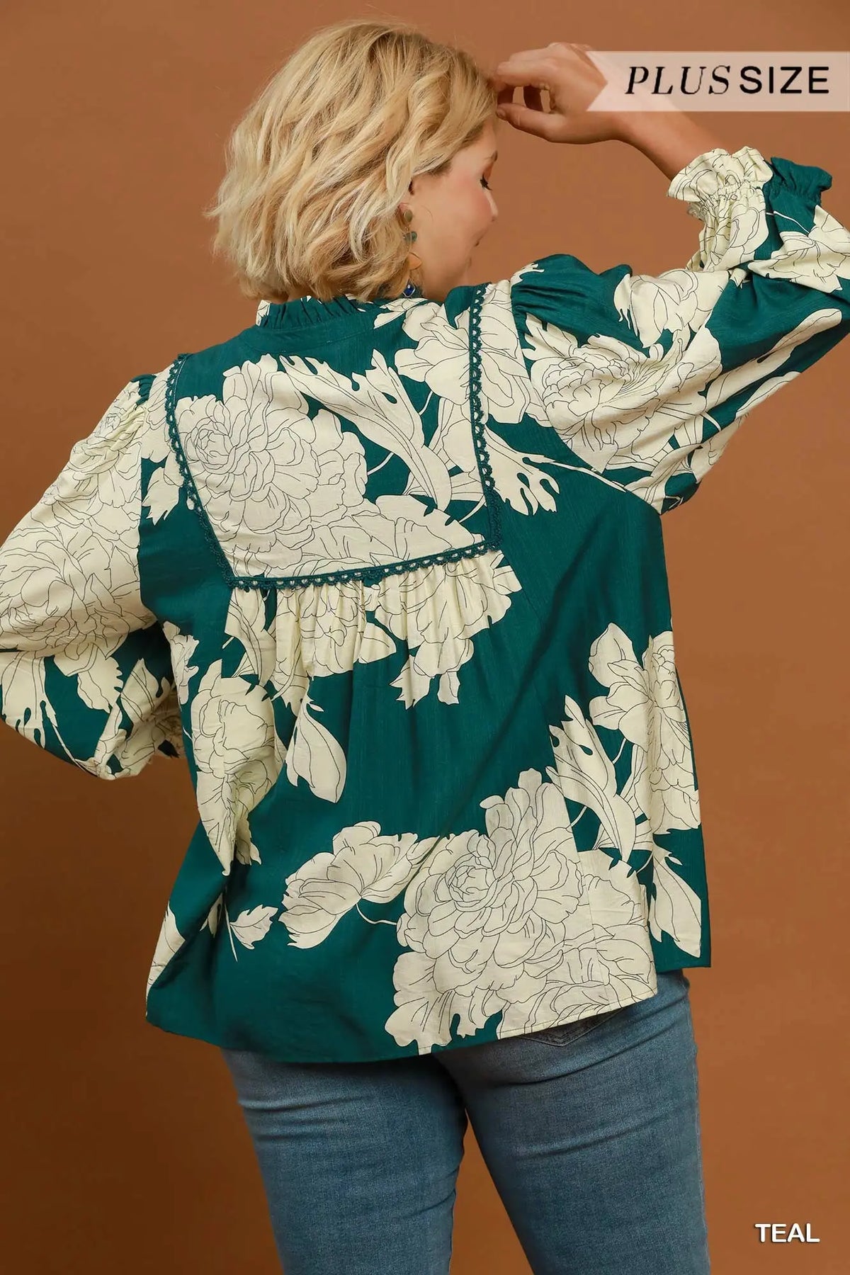 Floral Smocked Yoke Peasant Blouse by Umgee