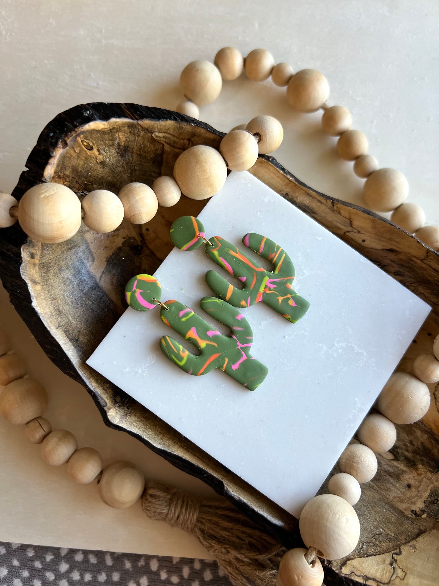 Neon/Olive Clay Earring Collection