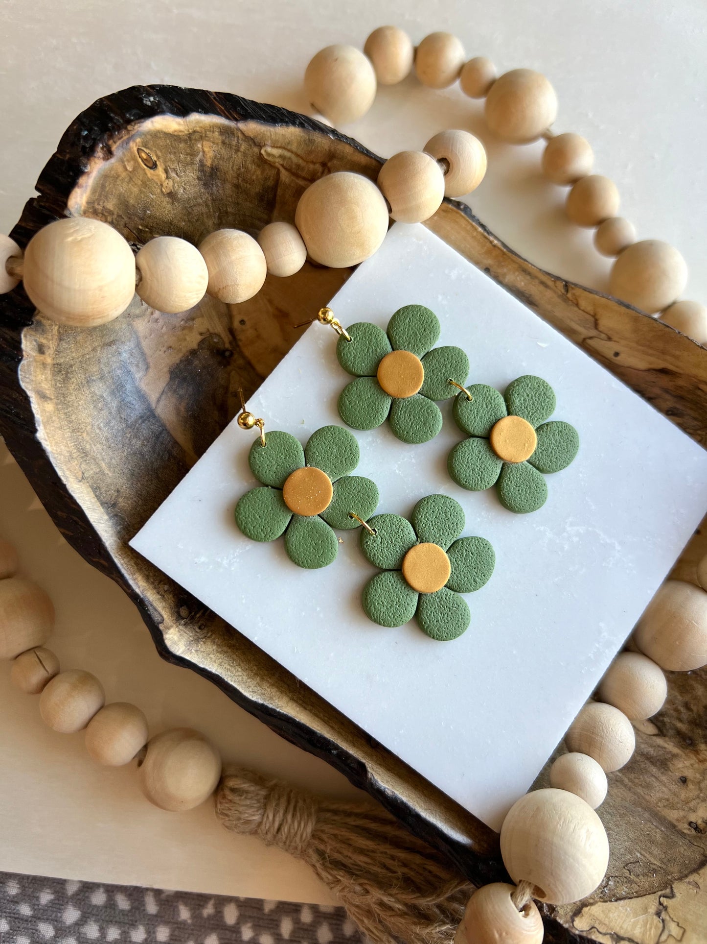 Neon/Olive Clay Earring Collection