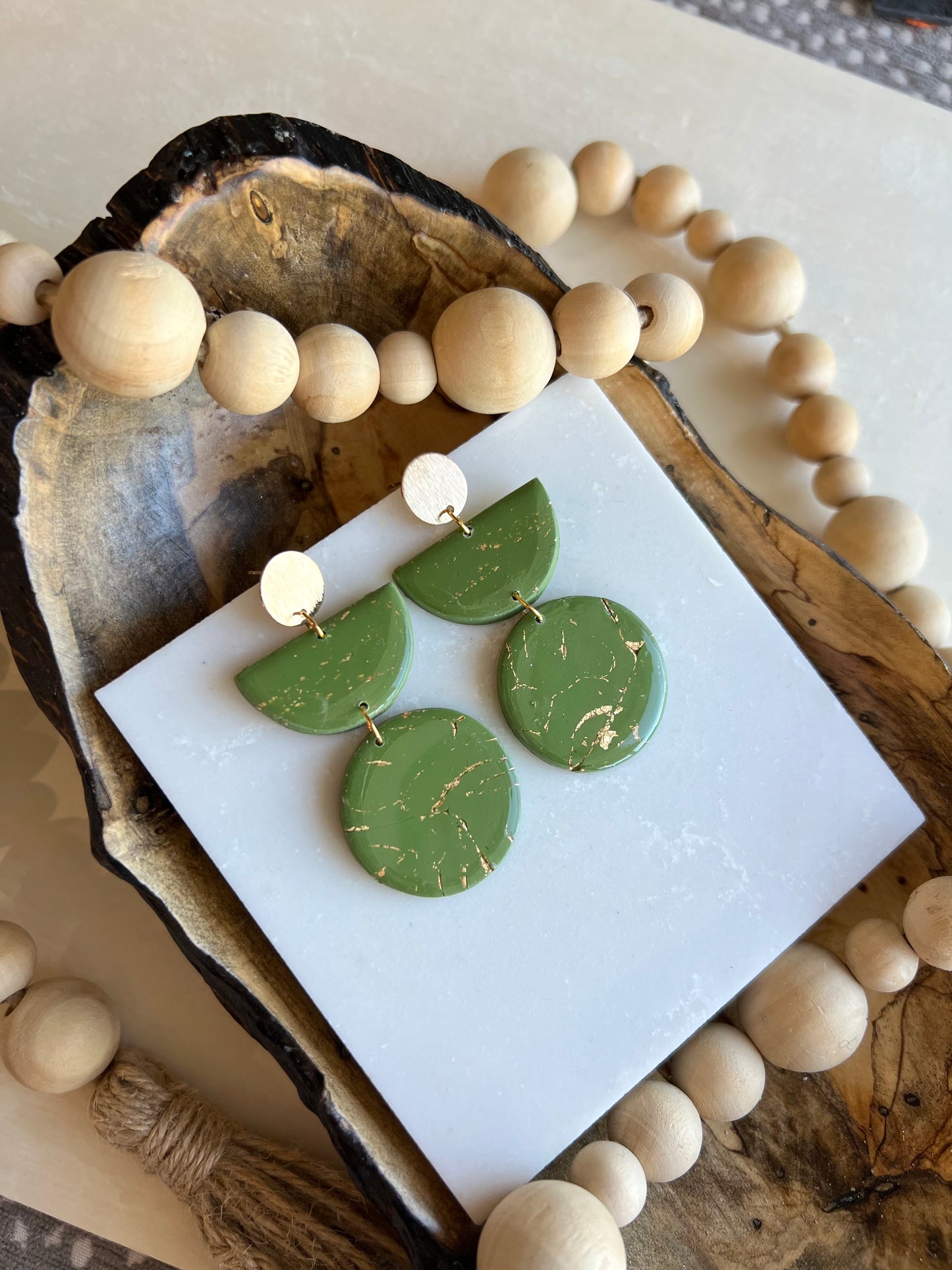 Neon/Olive Clay Earring Collection
