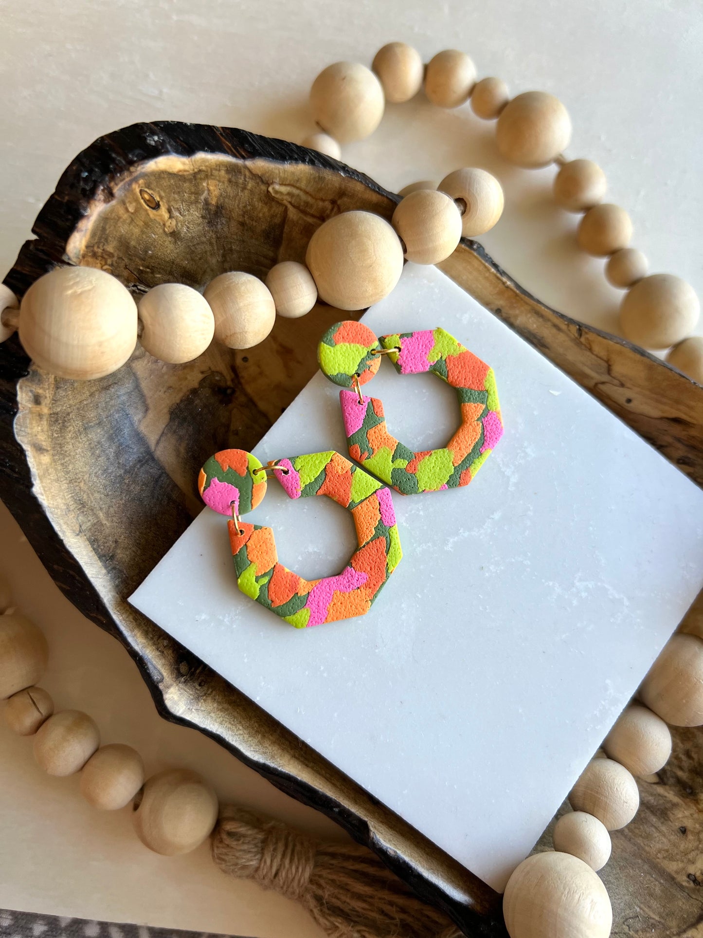 Neon/Olive Clay Earring Collection