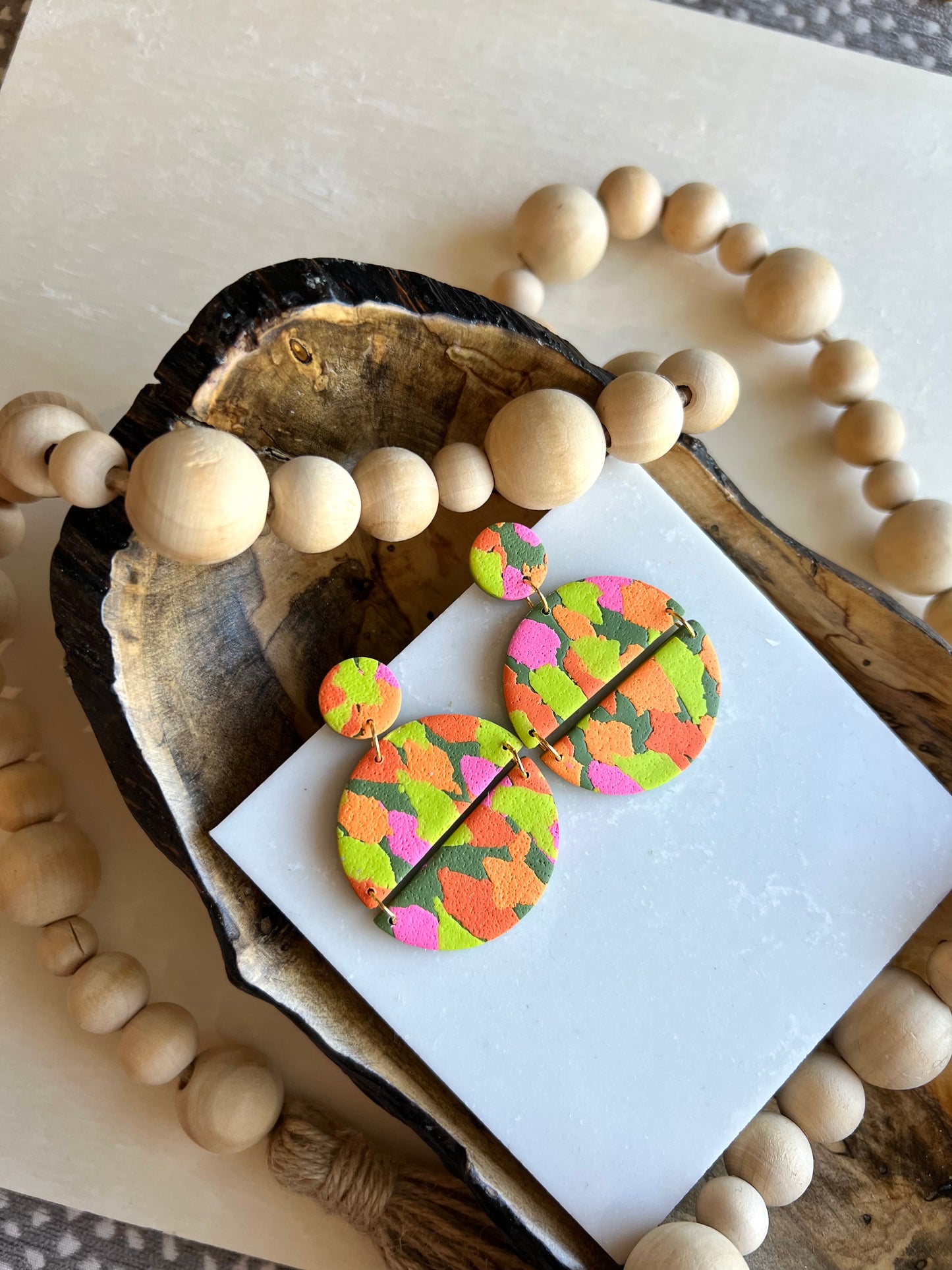 Neon/Olive Clay Earring Collection