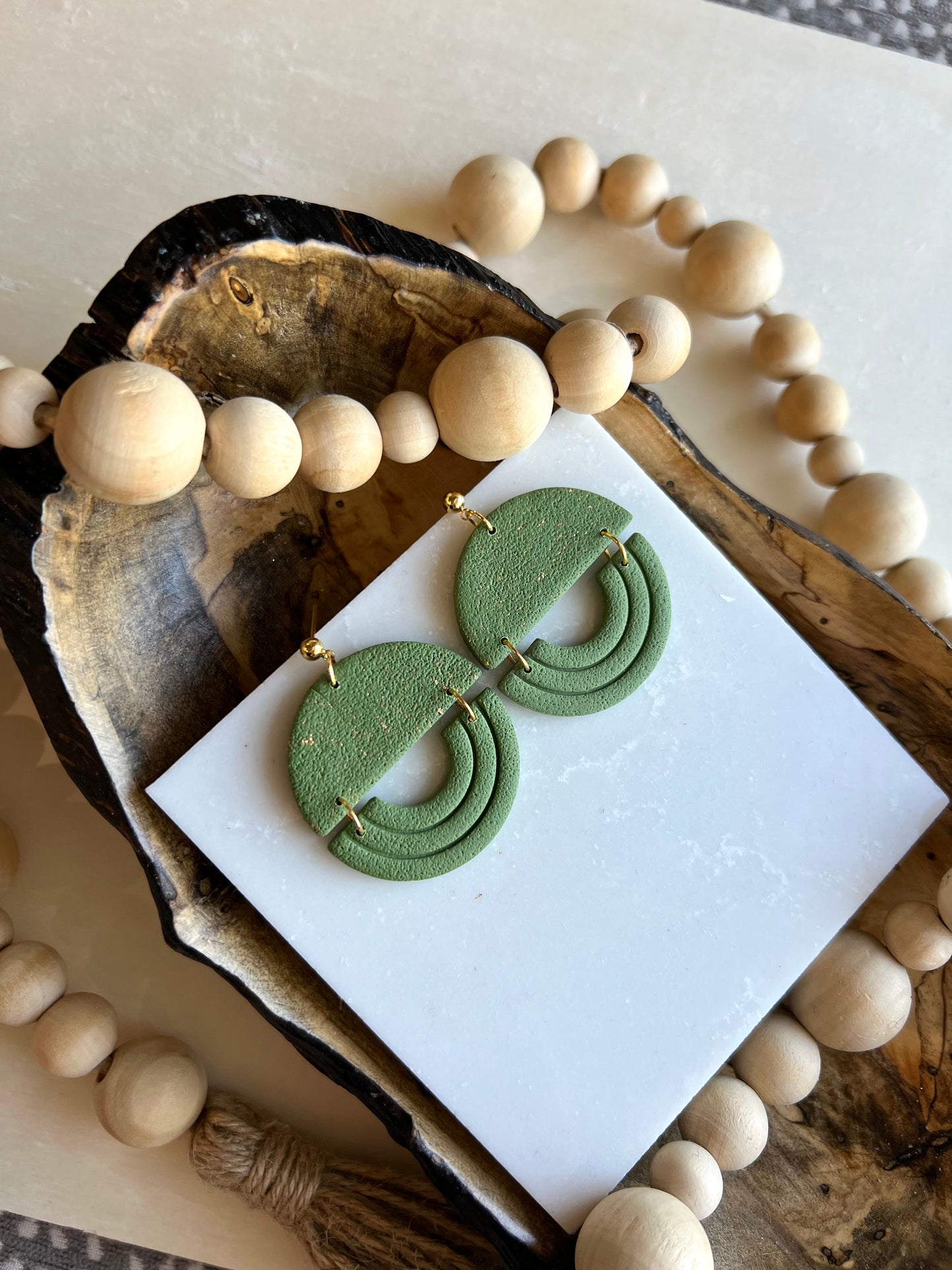 Neon/Olive Clay Earring Collection