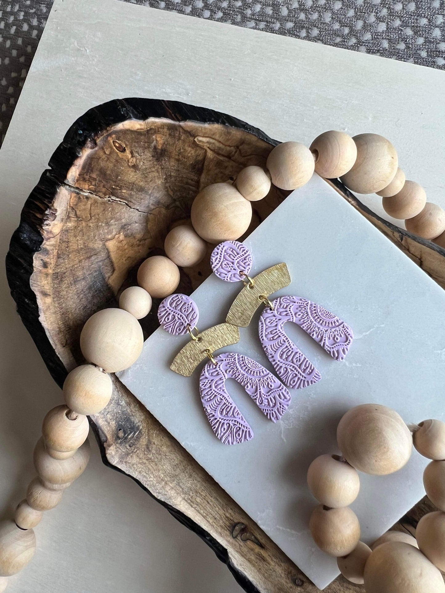 Clover Clay Textured Spring Earrings