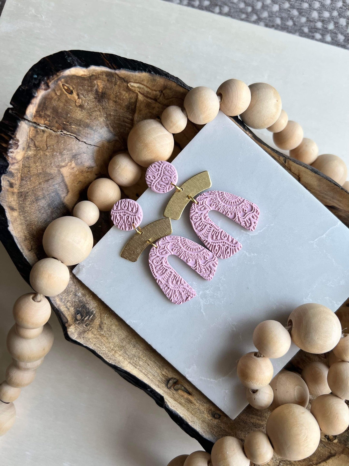 Clover Clay Textured Spring Earrings