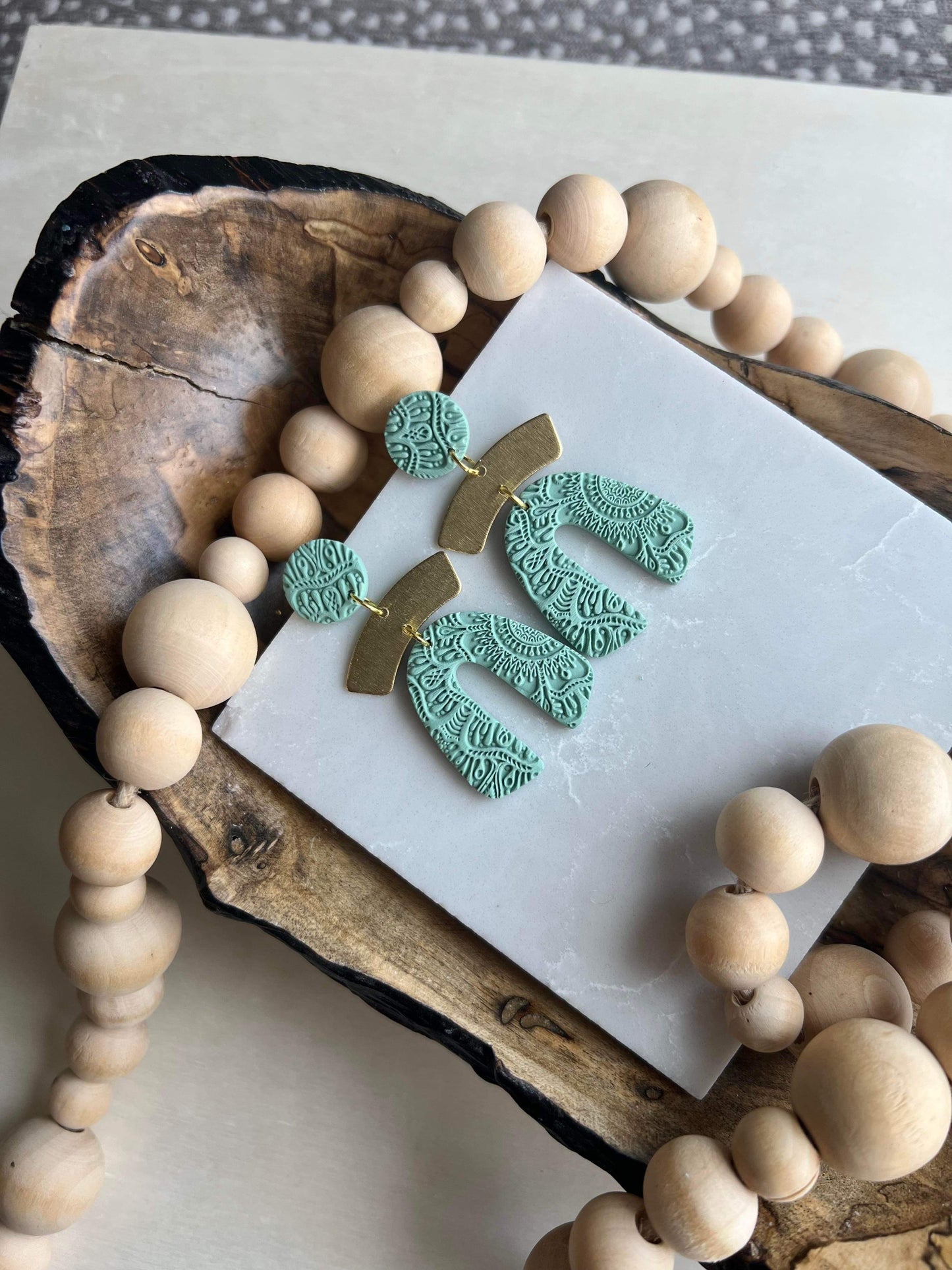 Clover Clay Textured Spring Earrings