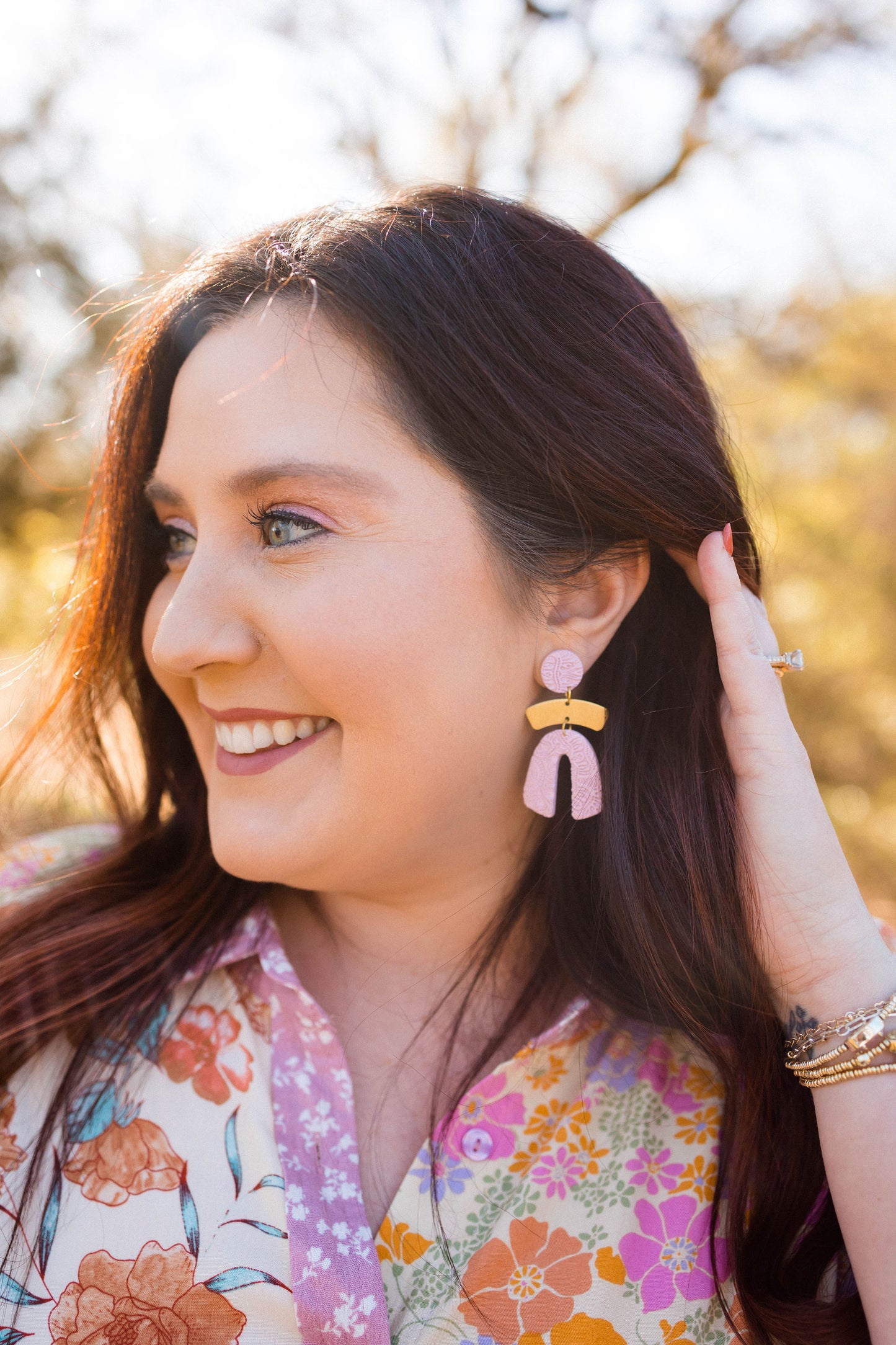Clover Clay Textured Spring Earrings