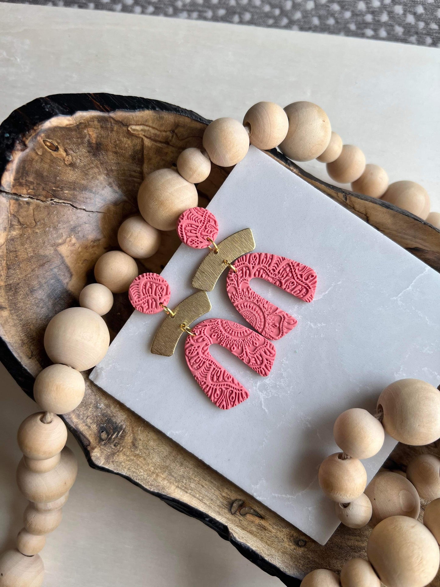 Clover Clay Textured Spring Earrings