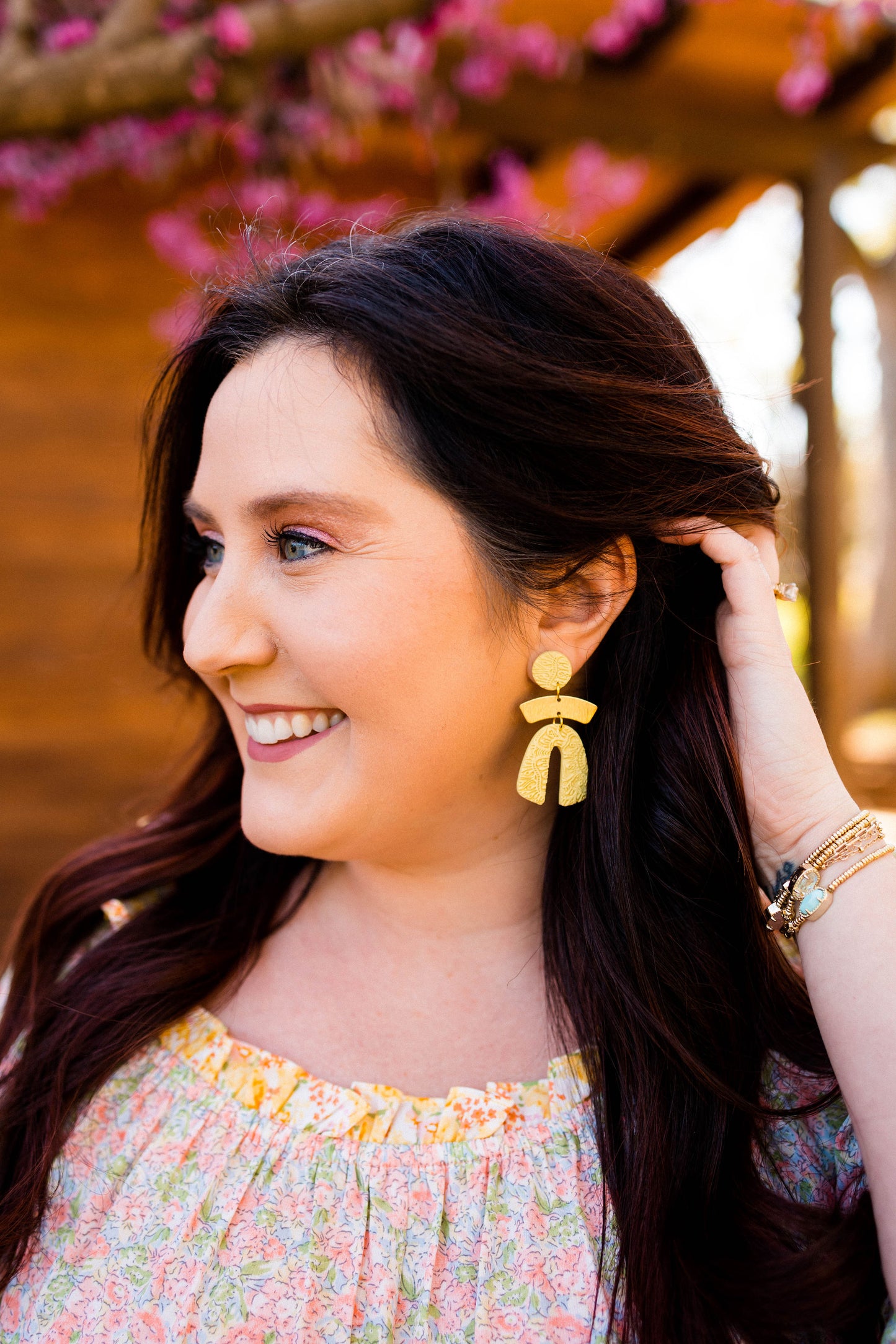 Clover Clay Textured Spring Earrings