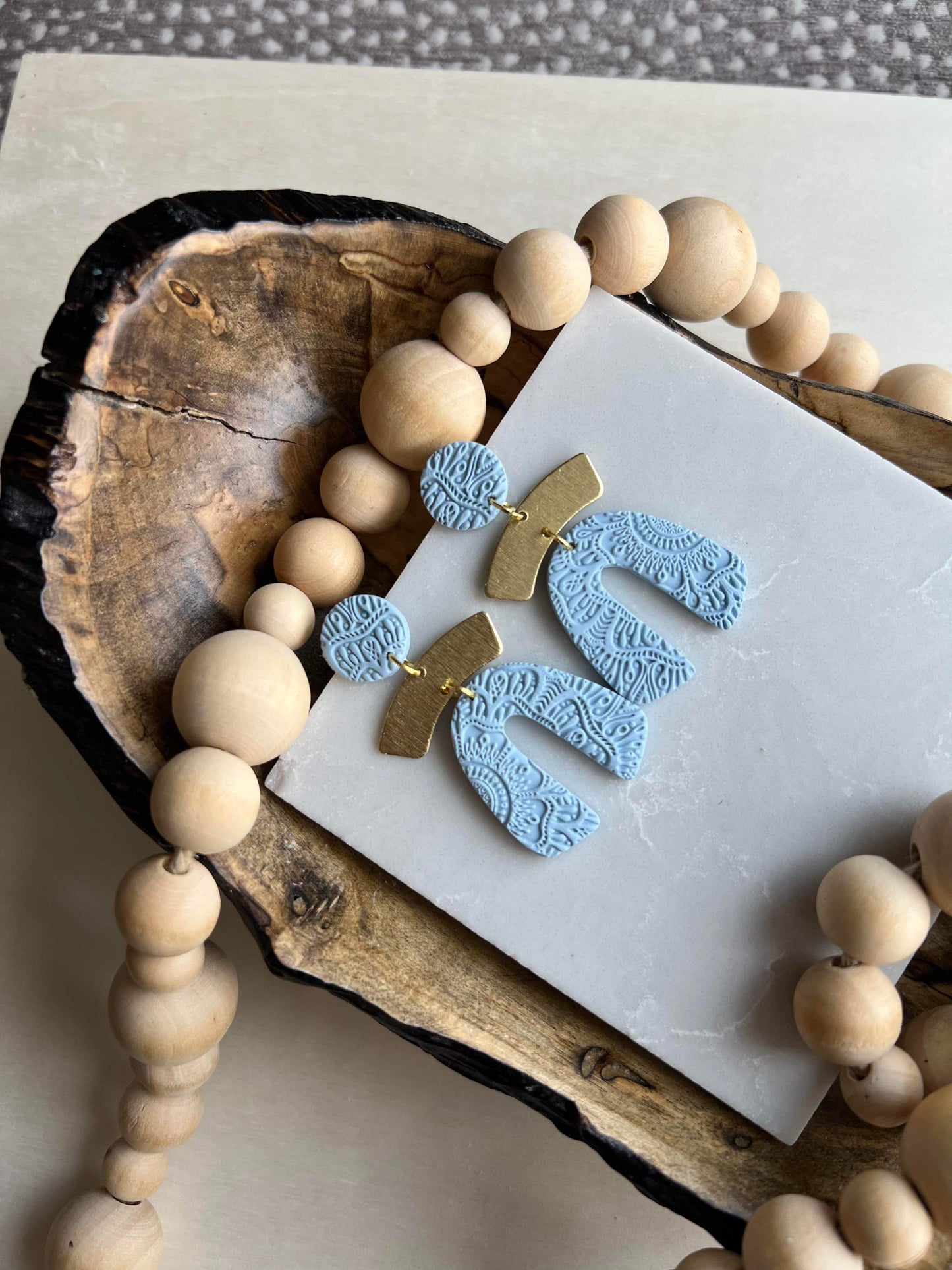 Clover Clay Textured Spring Earrings