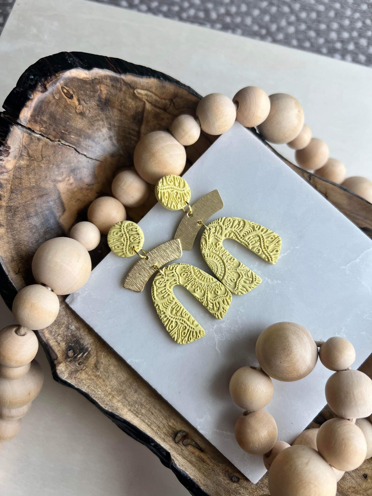 Clover Clay Textured Spring Earrings