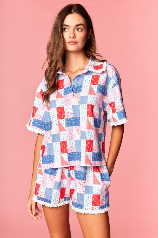Red White and Blue Patchwork Set by Rareraw