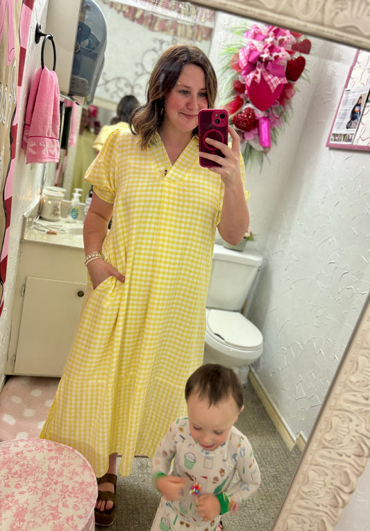 Yellow Gingham Maxi