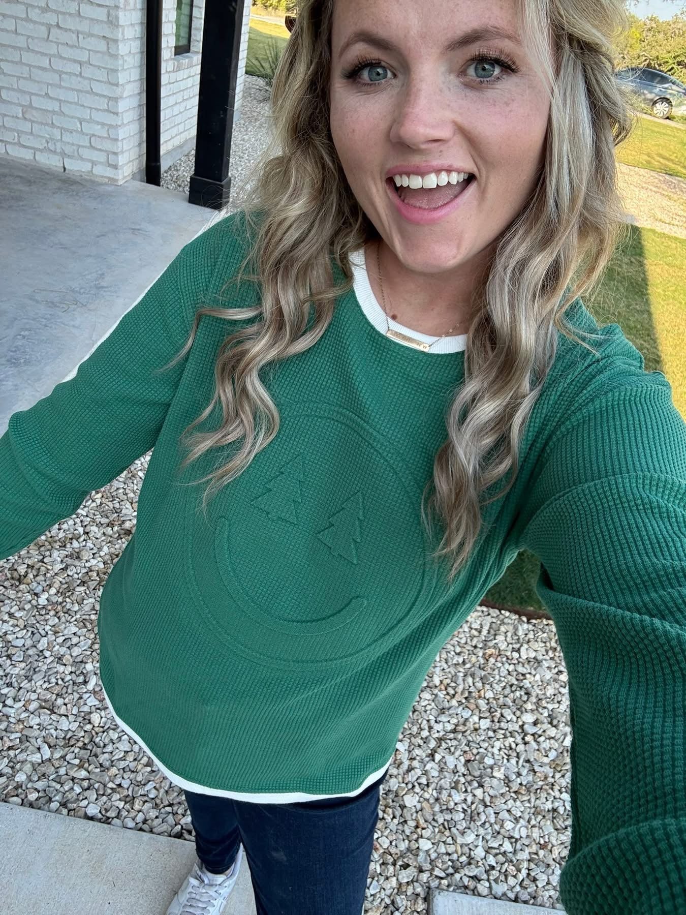 Happy Tree Waffle Embossed Pullover