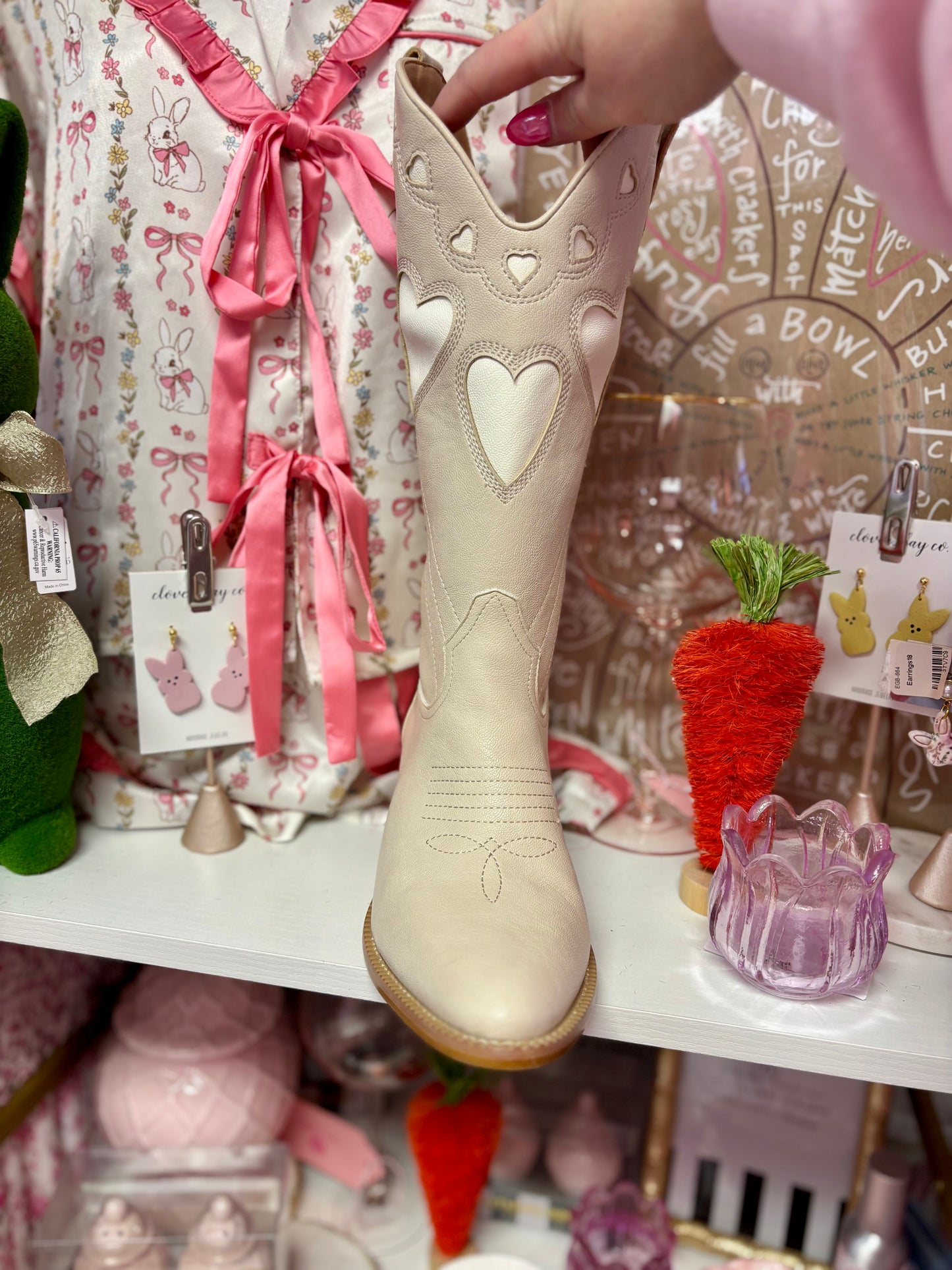 Taupe/Ivory Heart Boot Pre-Order