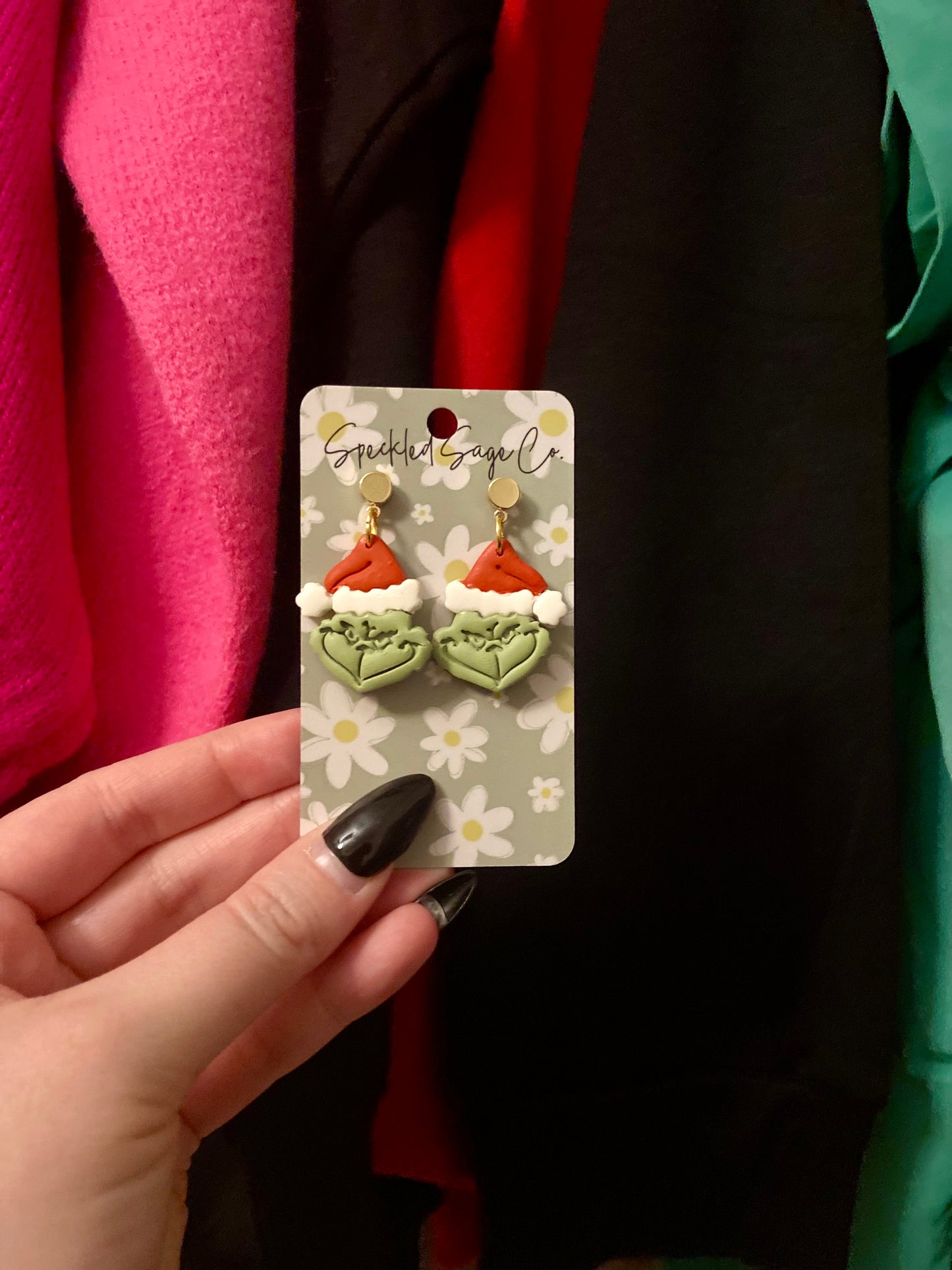 Speckled Sage Christmas Earrings 2024 for EGB