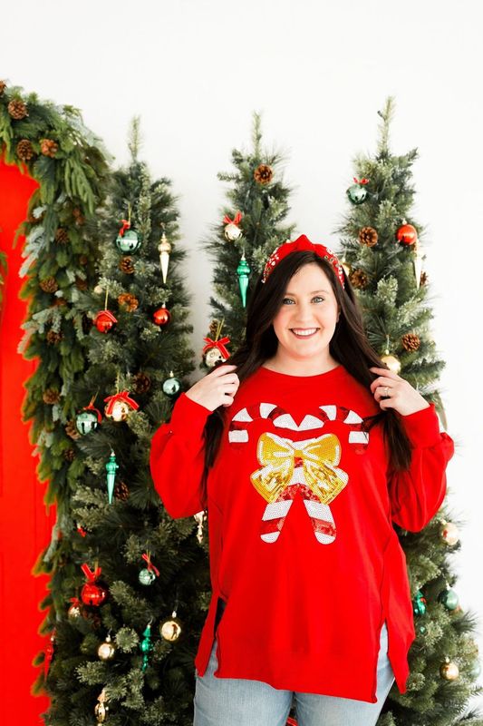 Candy Cane Lane Sequin Sweatshirt