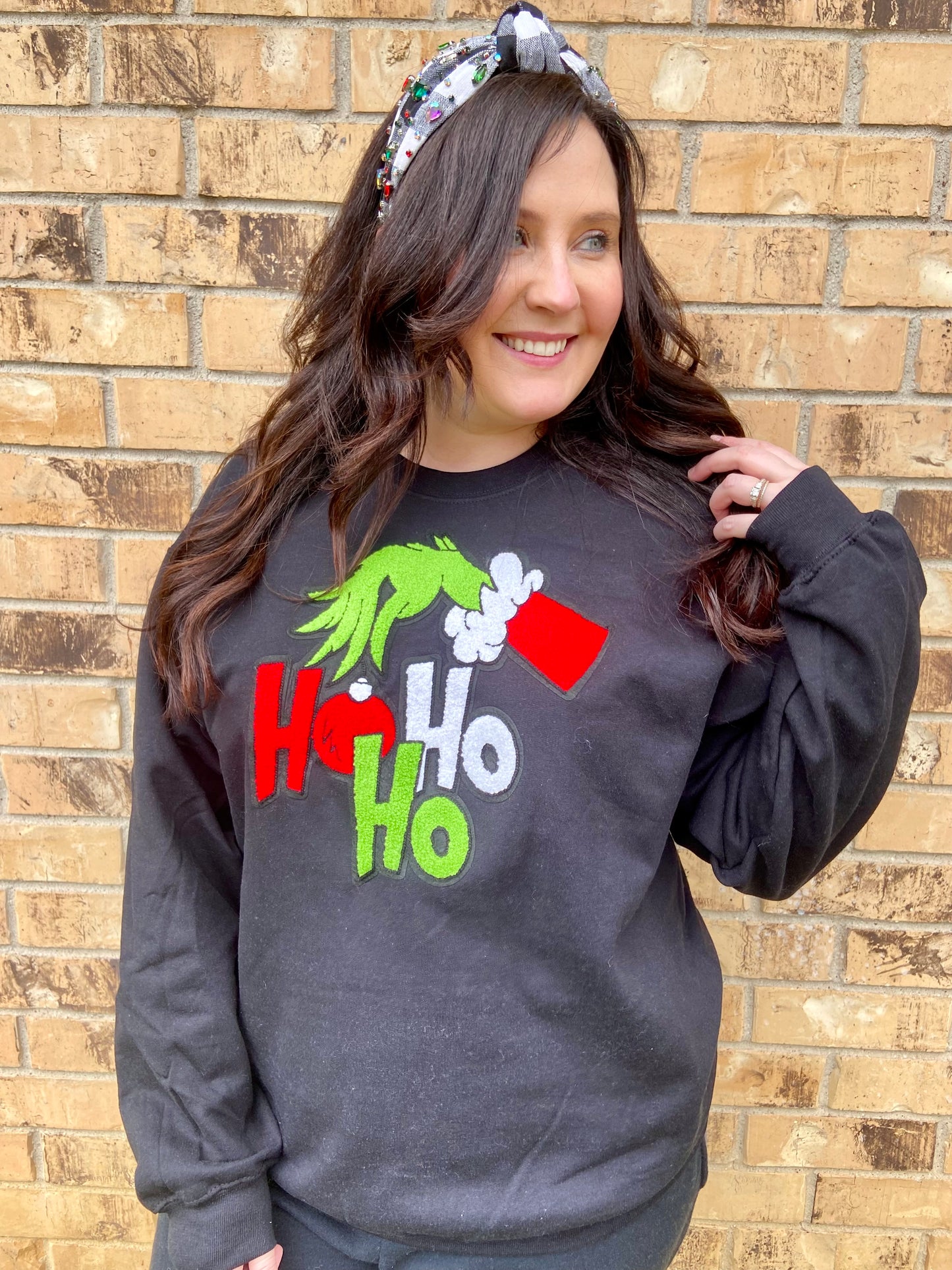 Ho Ho Ho Chenille Patch Sweatshirt