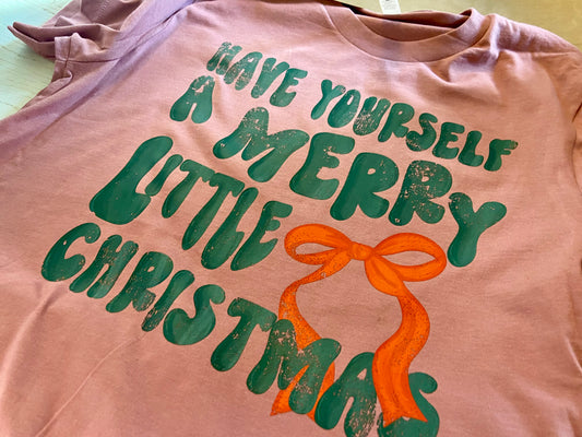 Merry Little Christmas Mauve Tee