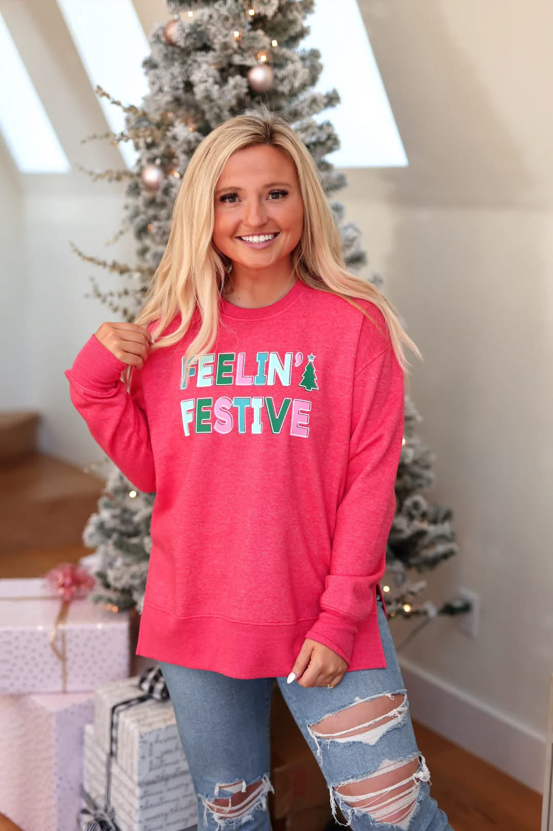Feelin Festive Burnout Pullover