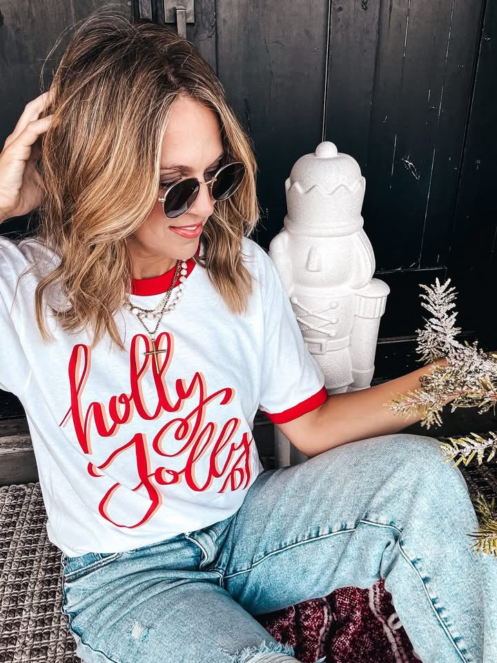 Holly Jolly Ringer Tee