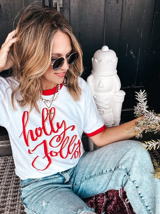Holly Jolly Ringer Tee