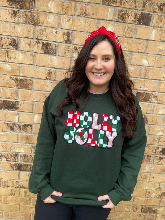 Holly Jolly Chenille Patch Sweatshirt