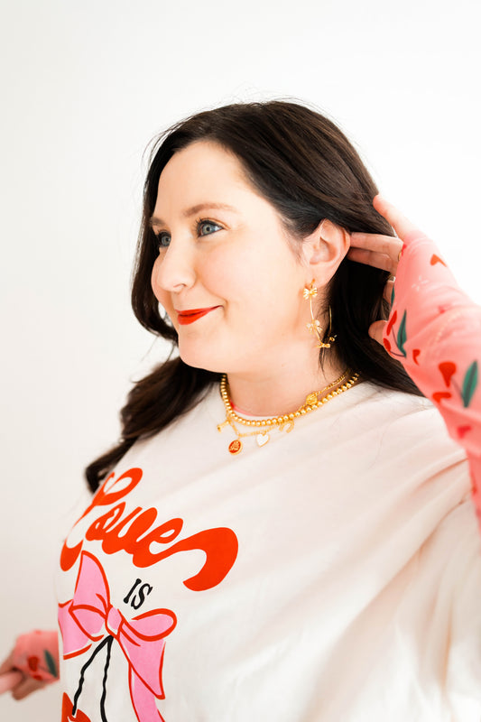 Hugs and Kisses Bow Hoop Earrings